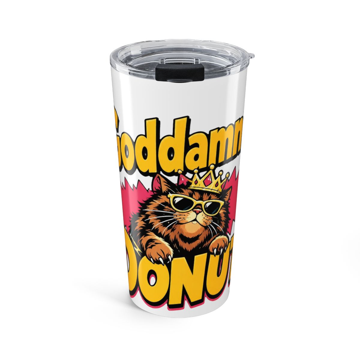 OGGOVIBE DCC Donut Princess Tumbler 20oz Stainless Steel Insulated | Funny Dungeon Book Crawler Reading Carl Mug,Fantasy Bookish Dungeon Adventure Theme Cup,God Damnit Donut | Dungeon Crawler Carl - alternate angle 1, merchandise