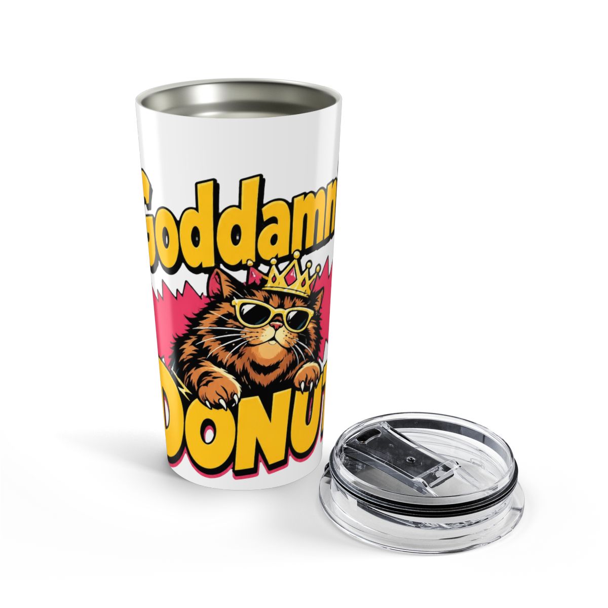 OGGOVIBE DCC Donut Princess Tumbler 20oz Stainless Steel Insulated | Funny Dungeon Book Crawler Reading Carl Mug,Fantasy Bookish Dungeon Adventure Theme Cup,God Damnit Donut | Dungeon Crawler Carl - alternate angle 4, merchandise